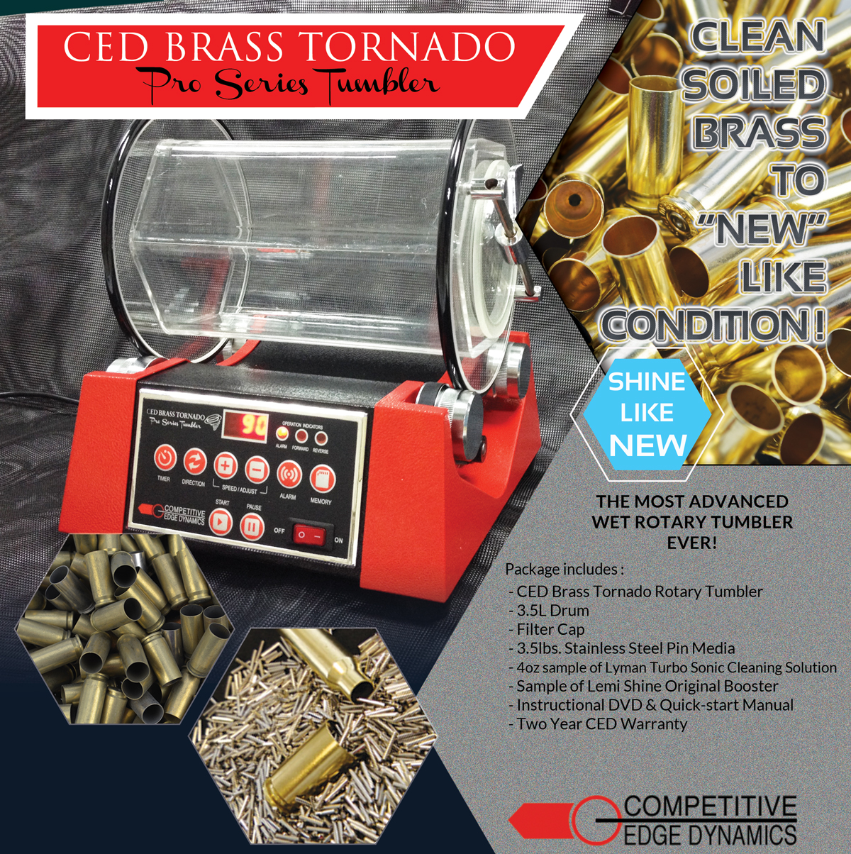 CED Brass Tornado Pro Series Tumbler